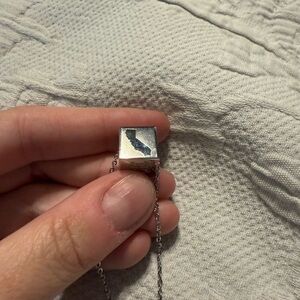 Rustic Cuff Silver Cube California Pendant Necklace